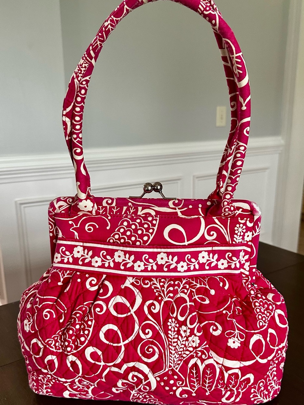 Vera Bradley Eloise Twirly Birds Pink Kiss Lock Shoulder Bag Retired Y2K
